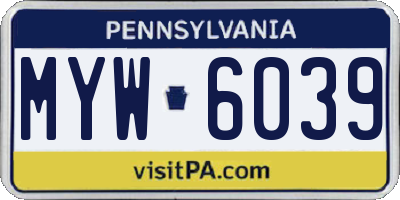 PA license plate MYW6039