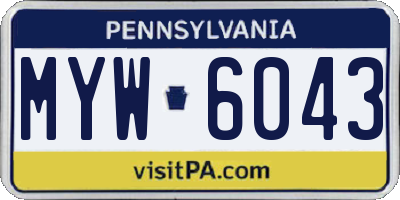 PA license plate MYW6043