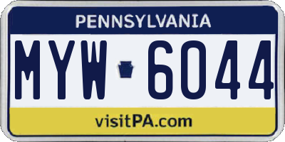 PA license plate MYW6044