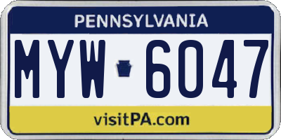 PA license plate MYW6047
