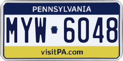 PA license plate MYW6048