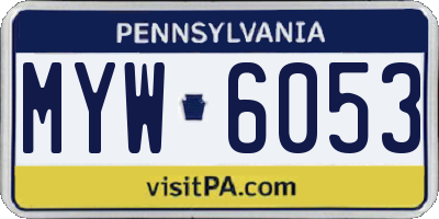 PA license plate MYW6053
