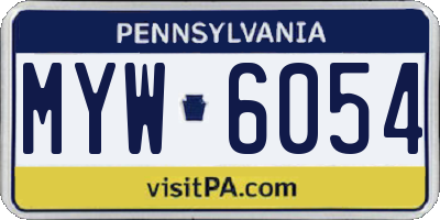 PA license plate MYW6054