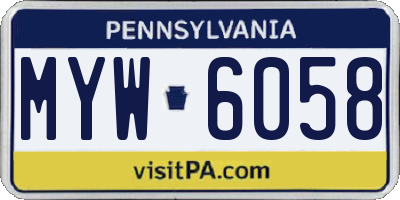 PA license plate MYW6058