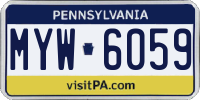 PA license plate MYW6059