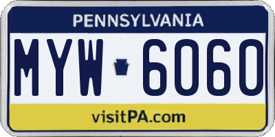PA license plate MYW6060