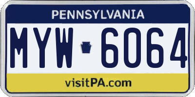 PA license plate MYW6064