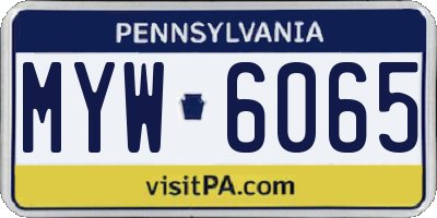 PA license plate MYW6065