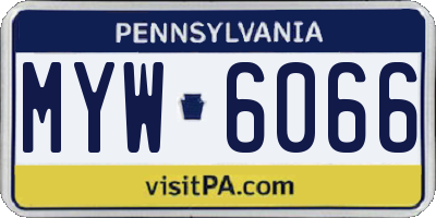 PA license plate MYW6066