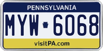 PA license plate MYW6068