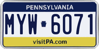 PA license plate MYW6071