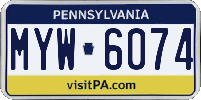 PA license plate MYW6074