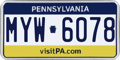 PA license plate MYW6078
