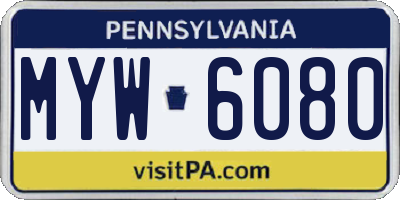 PA license plate MYW6080