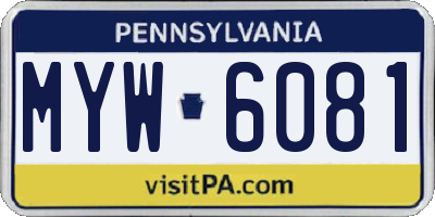 PA license plate MYW6081