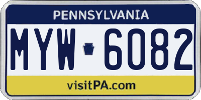 PA license plate MYW6082