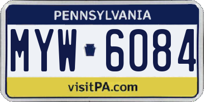 PA license plate MYW6084