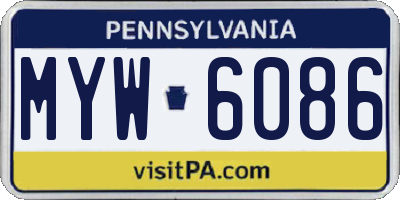 PA license plate MYW6086