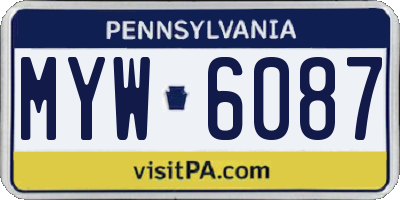 PA license plate MYW6087