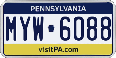 PA license plate MYW6088