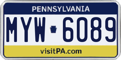 PA license plate MYW6089