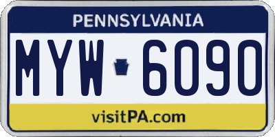 PA license plate MYW6090