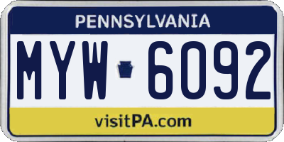 PA license plate MYW6092