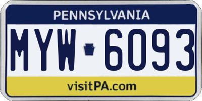 PA license plate MYW6093