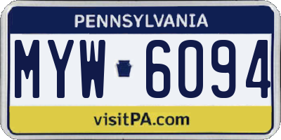 PA license plate MYW6094