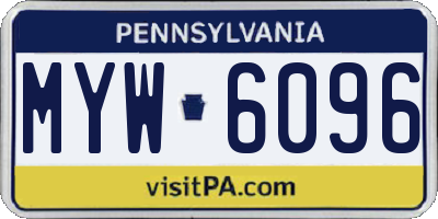 PA license plate MYW6096