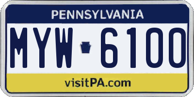 PA license plate MYW6100