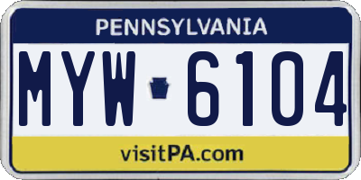 PA license plate MYW6104