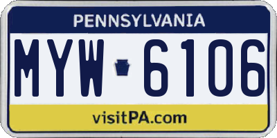 PA license plate MYW6106