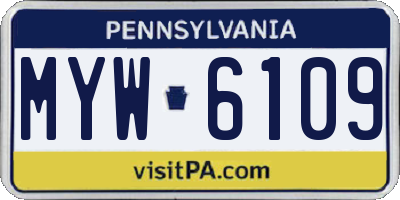PA license plate MYW6109