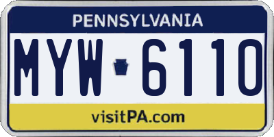 PA license plate MYW6110