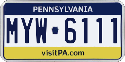 PA license plate MYW6111