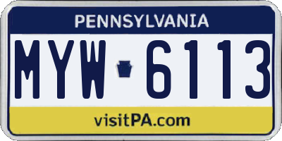PA license plate MYW6113