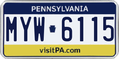 PA license plate MYW6115
