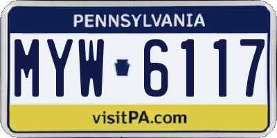 PA license plate MYW6117