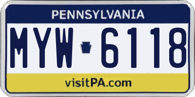 PA license plate MYW6118