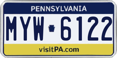 PA license plate MYW6122