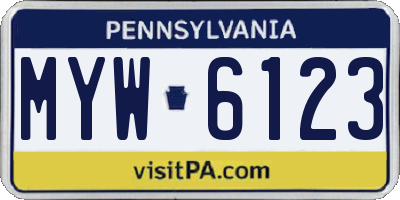 PA license plate MYW6123