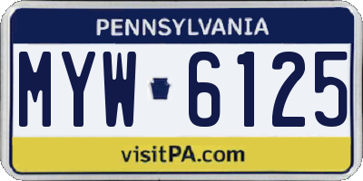 PA license plate MYW6125