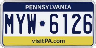 PA license plate MYW6126