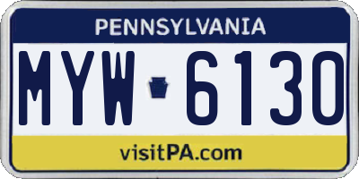 PA license plate MYW6130