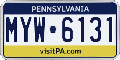PA license plate MYW6131