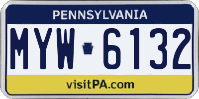 PA license plate MYW6132