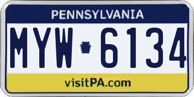 PA license plate MYW6134