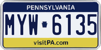 PA license plate MYW6135