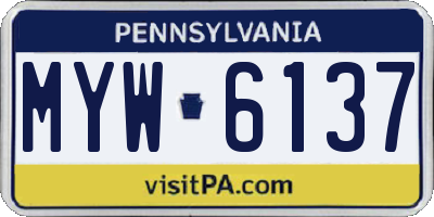 PA license plate MYW6137